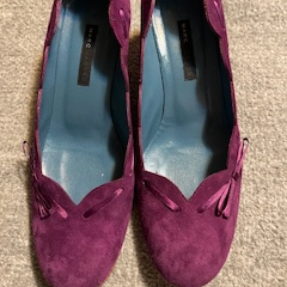 Marc Jacobs All Leather Purple Suede Ribbon Bow 2" Heel Pumps Size 8M